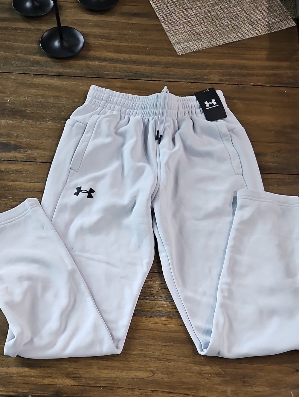 Under Armour Light Gray Sweatpants with Black Logo